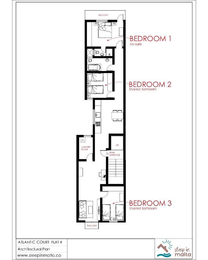 F4 Room 3, Private Room Two Single Beds Shared Bathroom Msida Exteriér fotografie